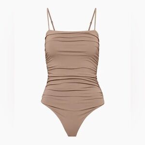 Aritzia Babaton Contour Ruched Bodysuit - Taupe NWT